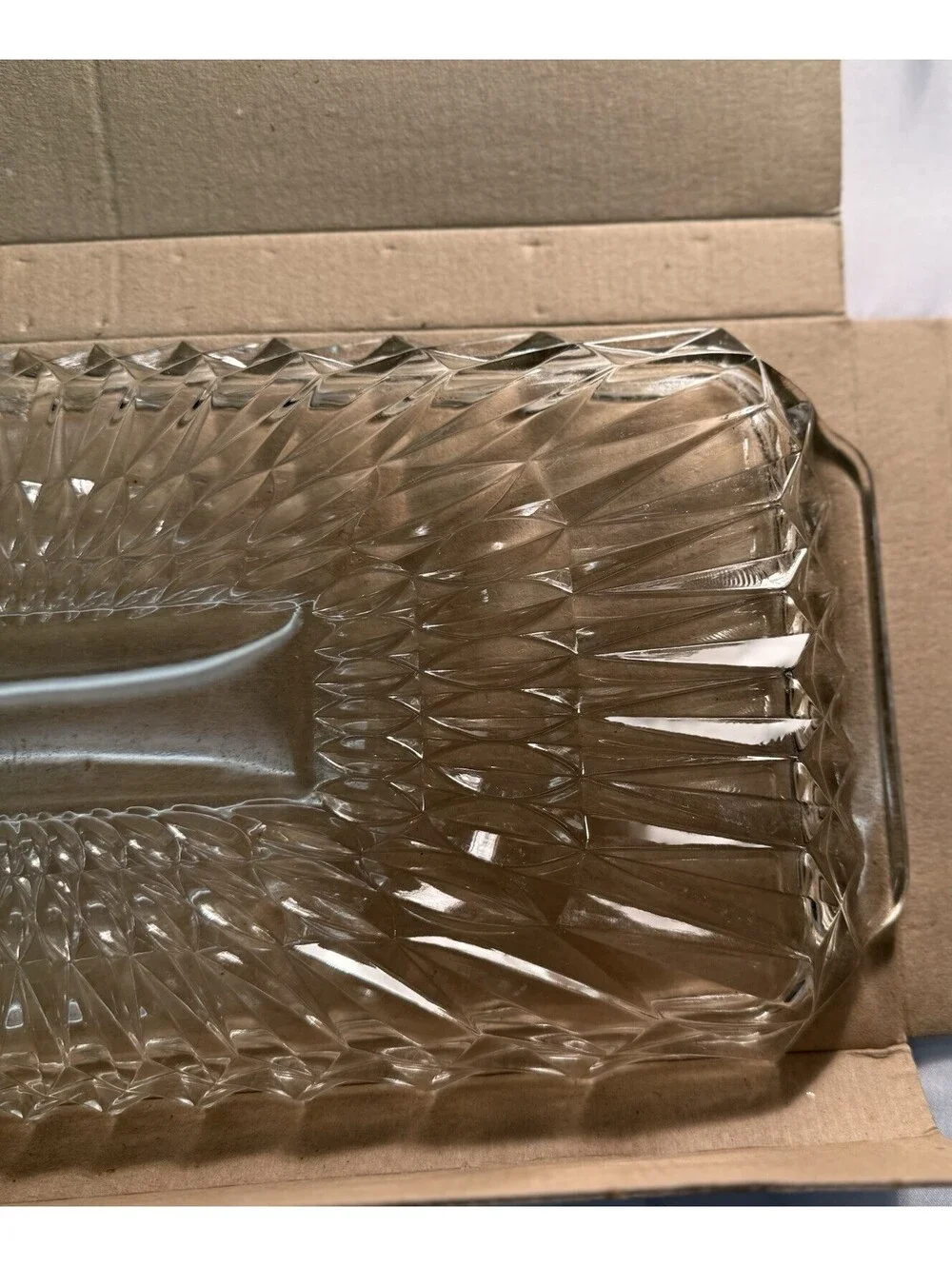 Vintage West German Glass Cake Platter Mid Century 1960-1970 Pressed Glass
